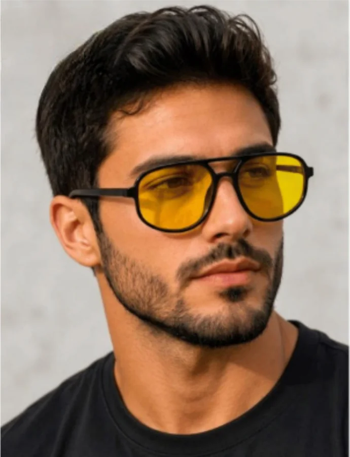 Óculos de Sol Mykonos - Preto c Amarelo